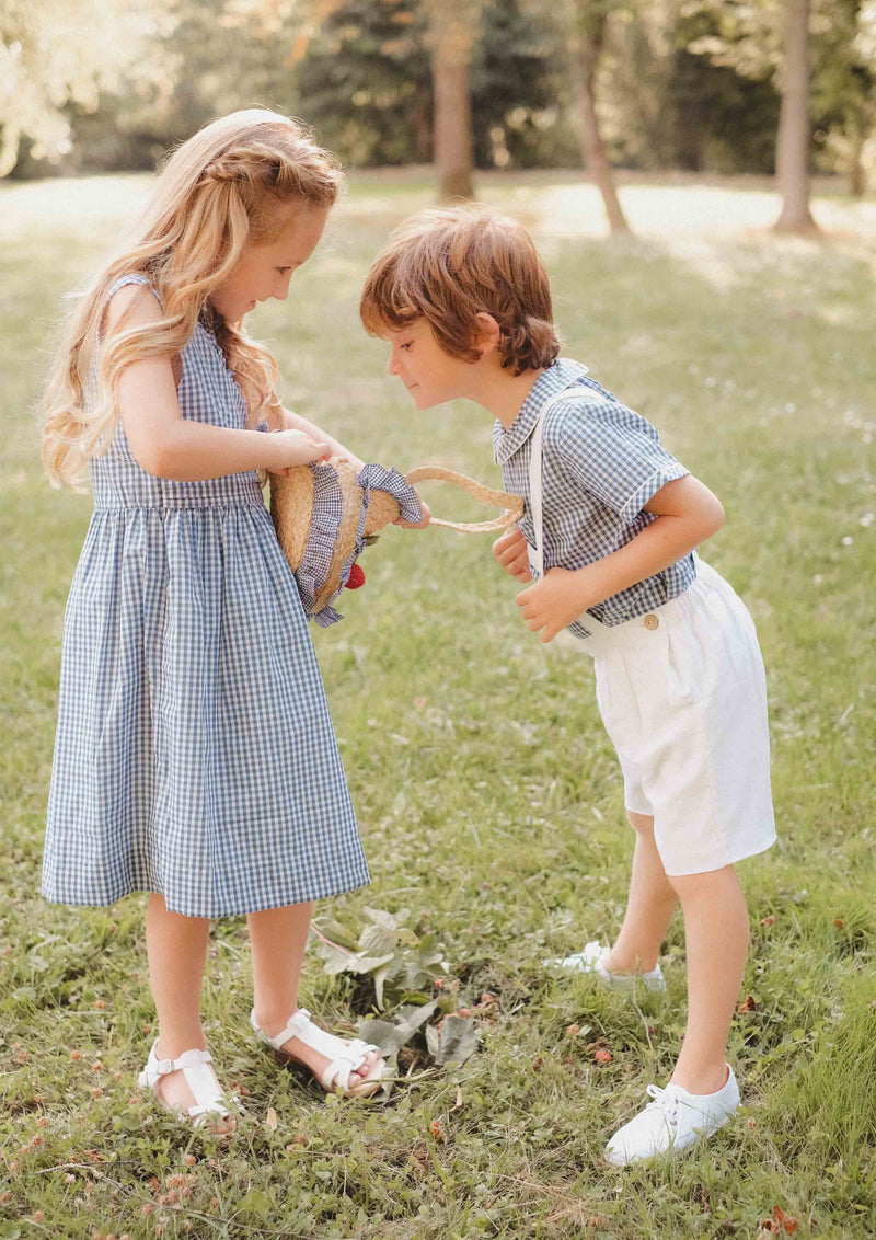 Kidiwi Masha Gingham Blue Wrap Dress