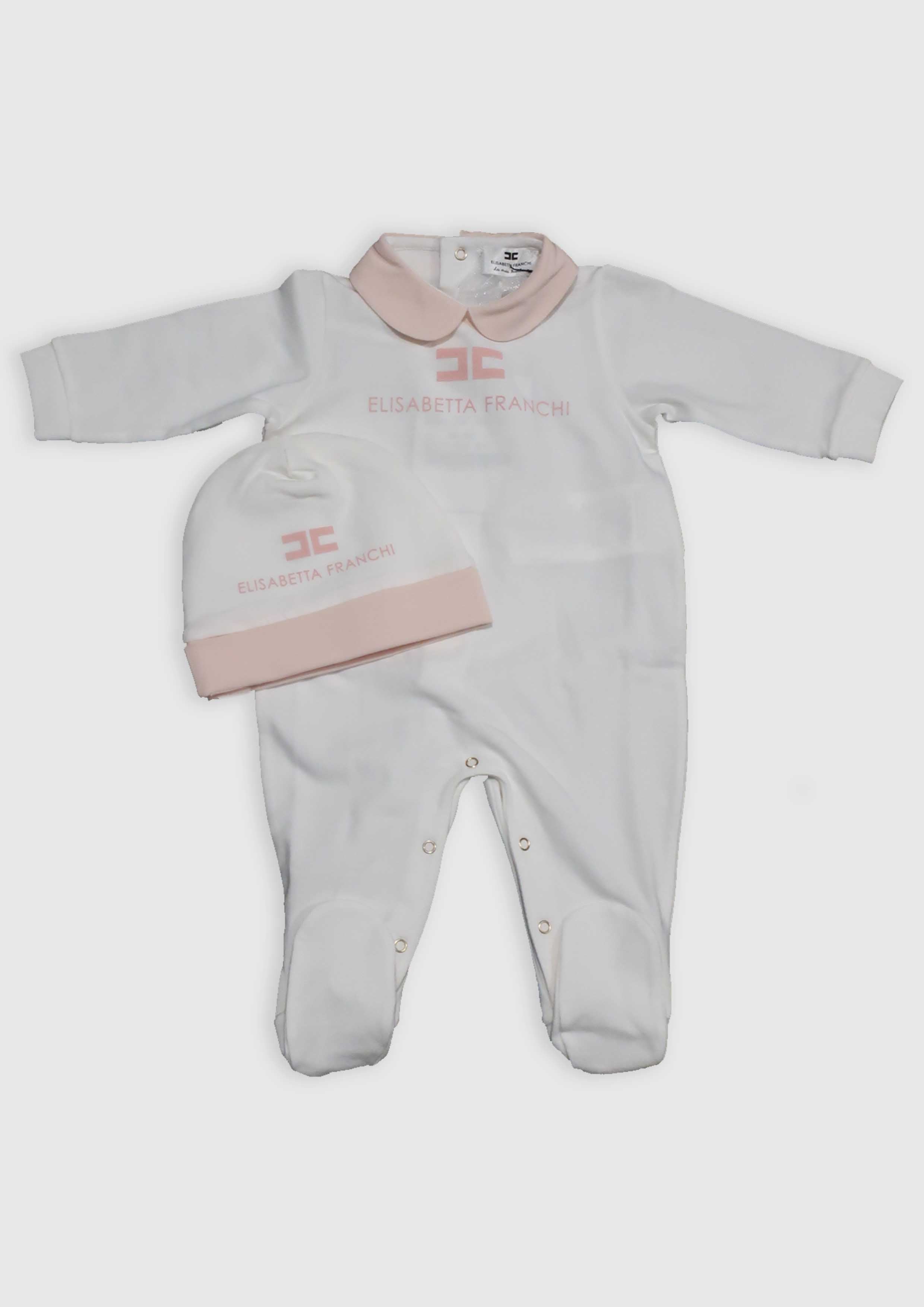 Elisabetta Franchi classic pink/ivory jersey babygrow