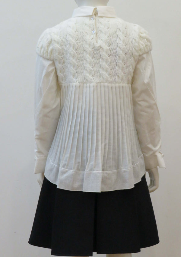 Lapin House Off White Knit and Pleats Blouse