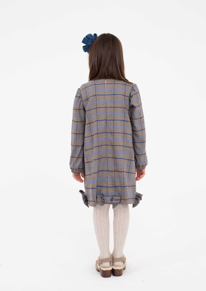 Piccola Ludo Grey Check Dress With Bows