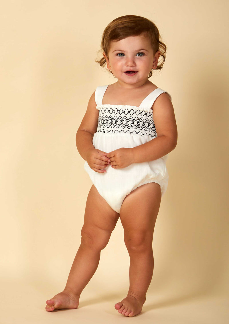 Nueces Ivory Smocked Onesie