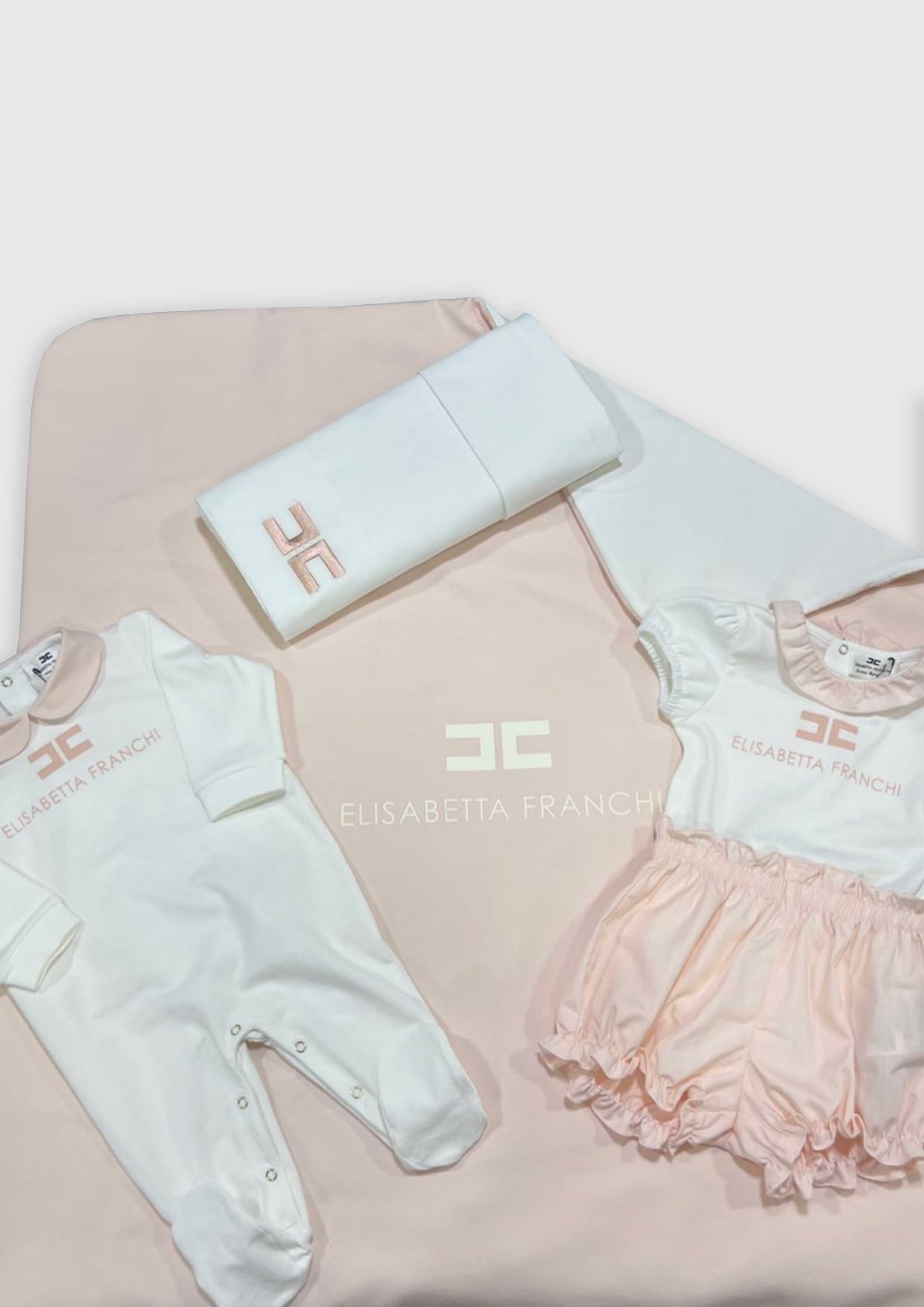 Elisabetta Franchi classic pink/ivory jersey babygrow