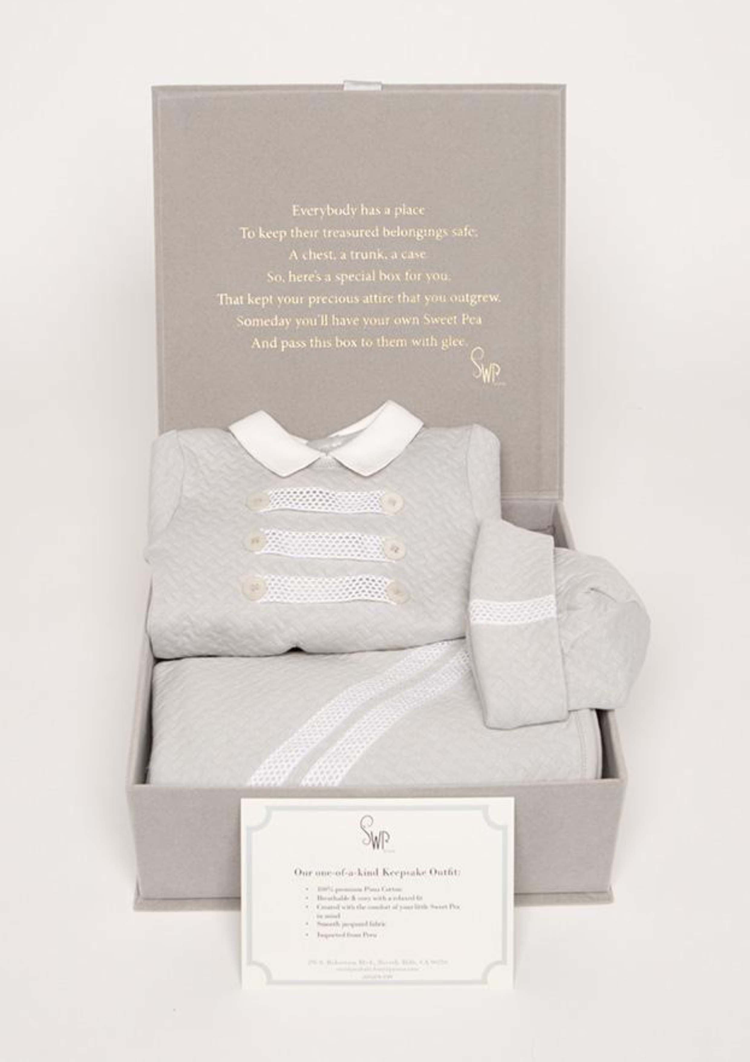 One-of-a-kind Grey 3 Piece Baby Gift Set.