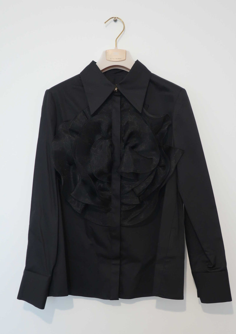 EF Chiffon Rose Black Cotton Blouse