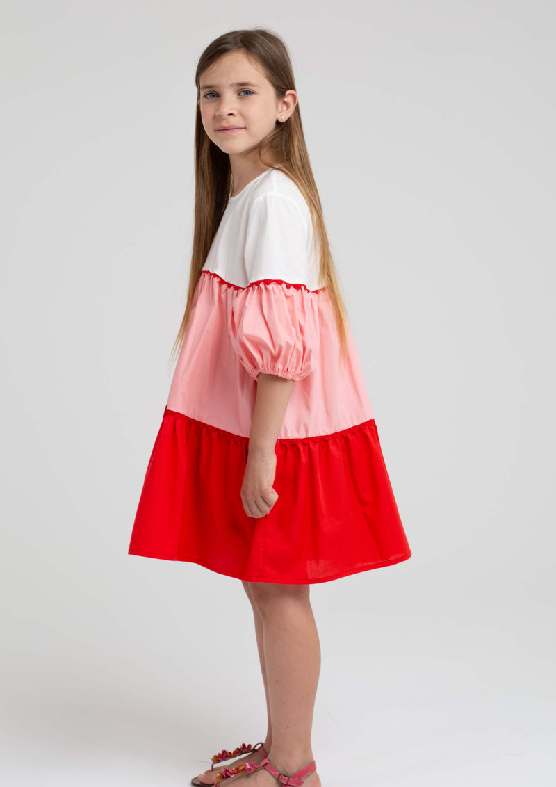 Piccola Ludo Volga Red and Pink Dress